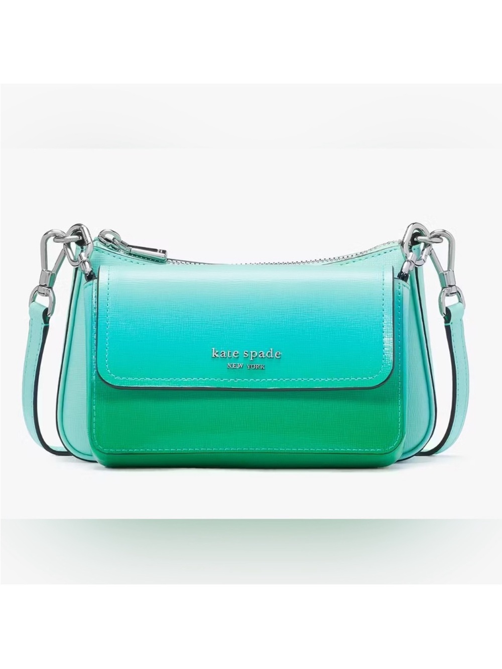 Kate Spade Double Up Ombre Leather Crossbody • Mint Liqueur • NEW IN PACKAGE